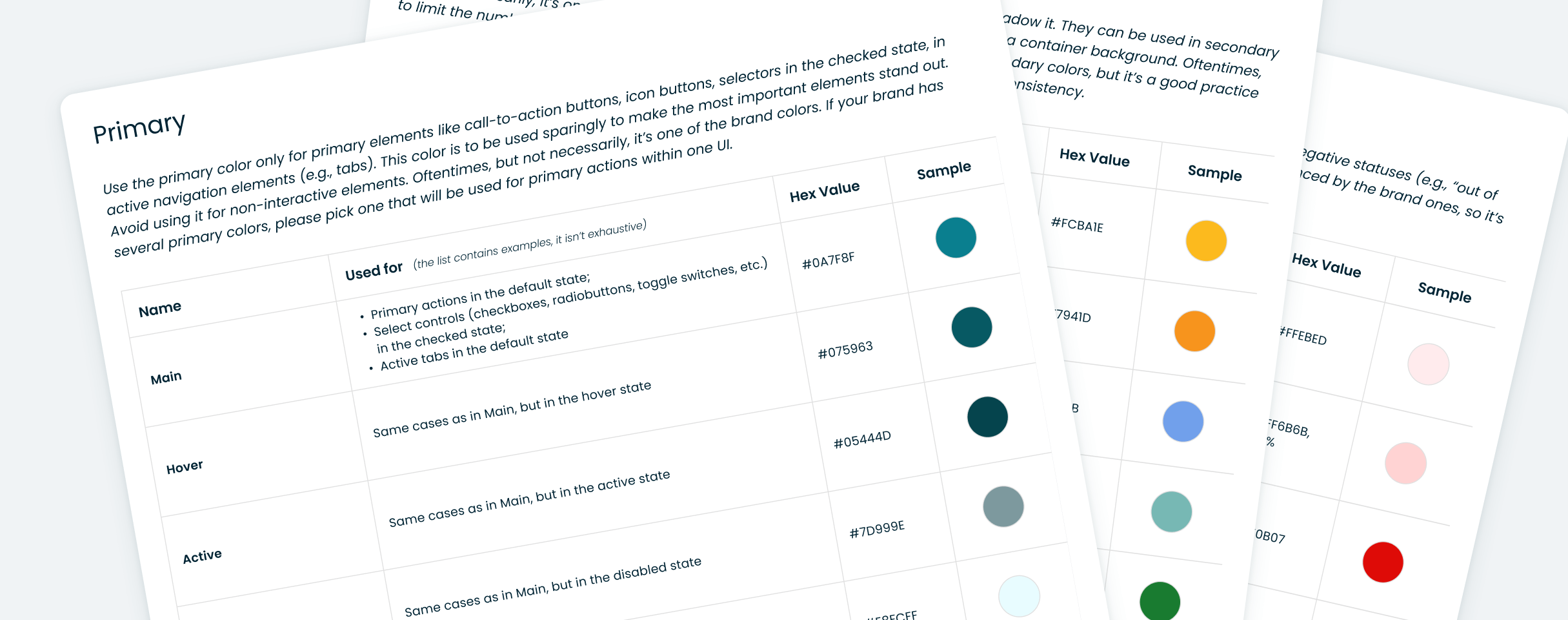 Color palette in style guide