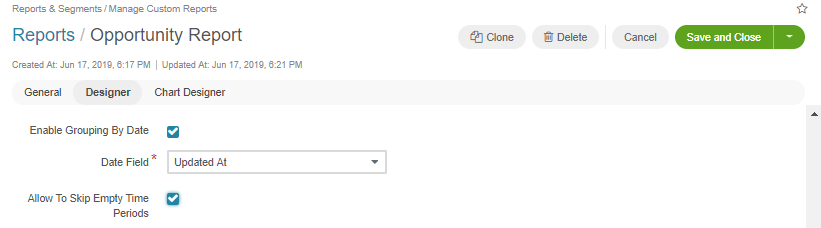 The report settings that define whether to show or hide the periods that do not contain any data