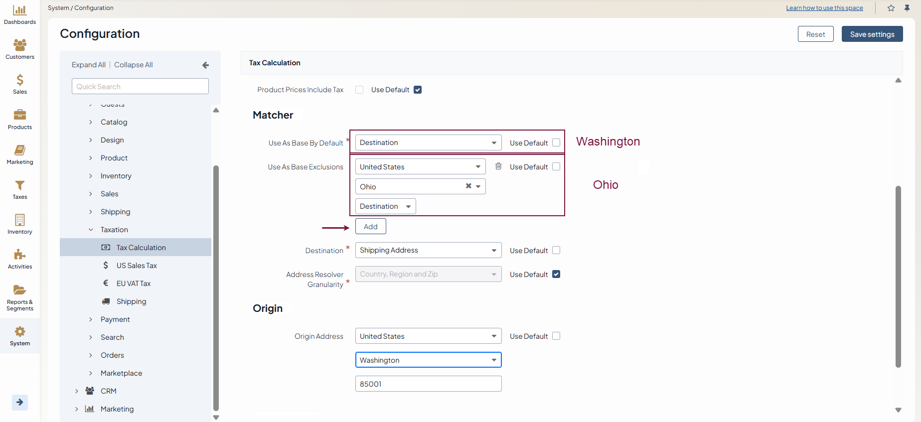 Global tax jurisdiction configuration for the remote sellers