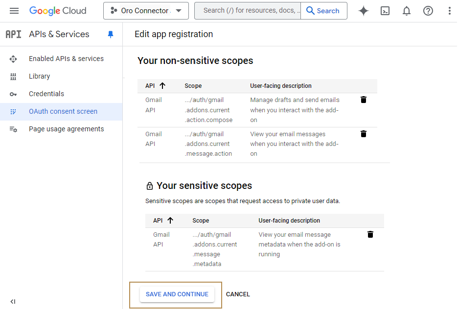 Skipping the Scopes step for oauth consent screen in a Google Cloud Console